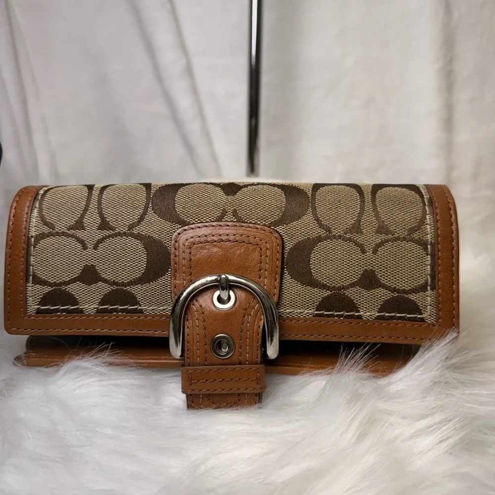 Coach Brown and Tan Monogram Clutch